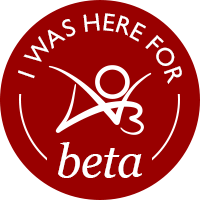 Circular badge with the words 'I was here for beta' with an AO3 logo